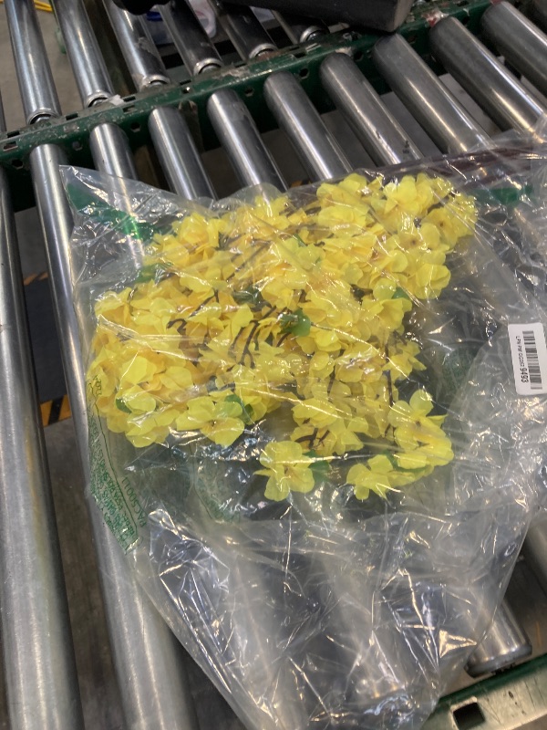 Photo 1 of 10PCS Artificial Cherry Blossom Flower Branches, 25.6 Inch Silk Spring Peach Blossom Bouquet Fake Flower Stems Arrangement for Wedding Home Decoration (Yellow)