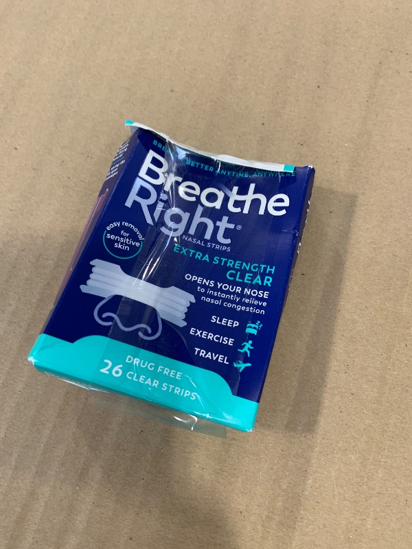 View 2 of Breathe Right Nasal Strips | Extra Strength | Clear Nasal Strips | For Sensitive Skin | Help Stop Snoring | Drug-Free Snoring Solution & Nasal Congestion Relief Caused by Colds & Allergies | 26 Count