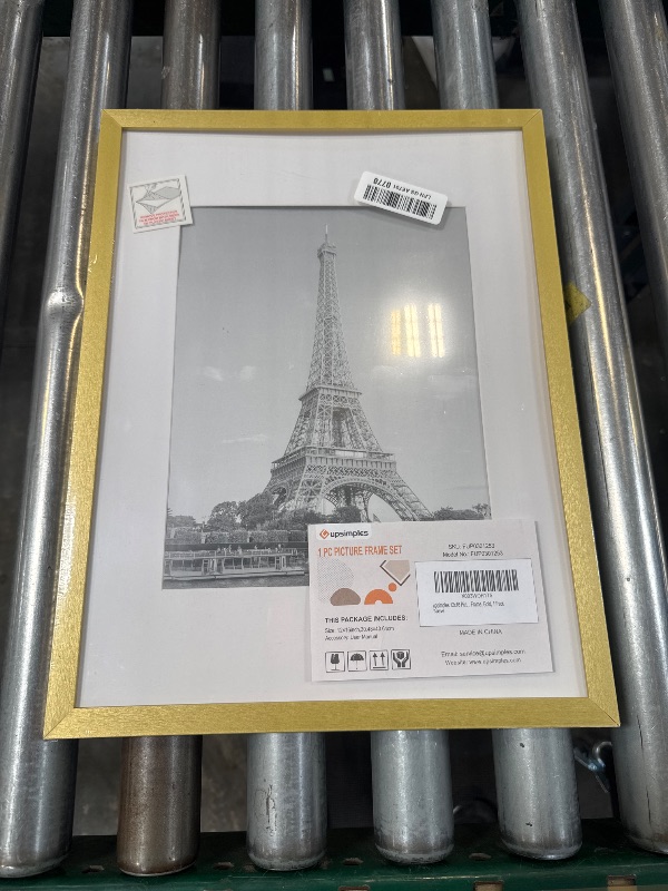 Photo 1 of upsimples 12x16 Picture Frame, Display Pictures 8.5x11 with Mat or 12x16 Without Mat, Wall Hanging Photo Frame, Gold, 1 Pack