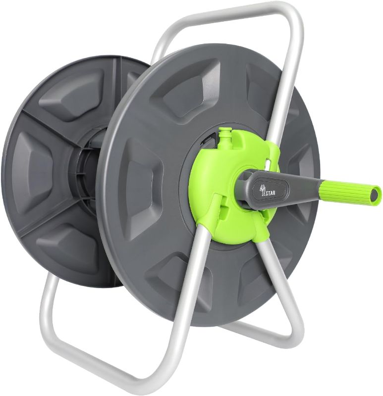Photo 1 of Garden Water Hose Reel Cart, Holds 65-100 Ft of 5/8 Inch, Wall Mounted Garden Hose Cart, Portable Hose Holder for Convenient Hose Storage and Watering