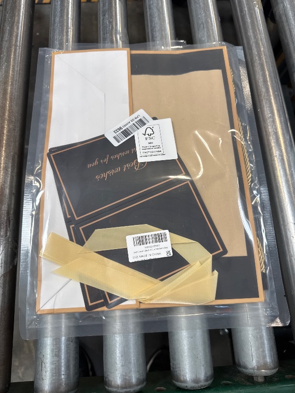 Photo 1 of woric Black Gift Bags with Handles, 14" Medium Gift Bag with Tissue Paper, 2 Pcs Bags with 4 Tissue Paper and 2 Cards for Men Graduation Father's Day Birthday Party