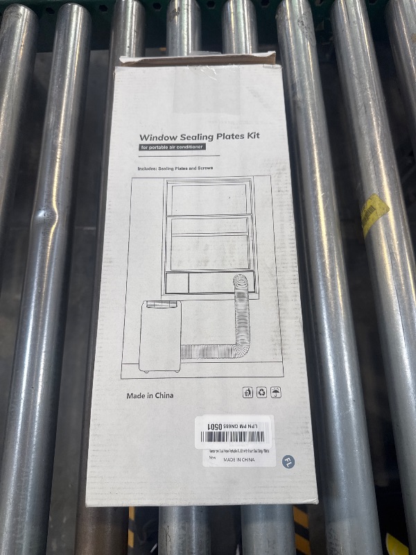 Photo 1 of Flamorrow Dual Hose Portable Air Conditioner Window Kit, Adjustable Window Seal Plates for 5" Diameter Exhaust Hose, Sliding AC Window Vent Kit with Foam Seal Strip, White