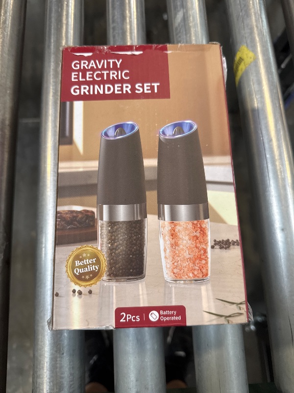 Photo 1 of CIRCLE JOY Gravity Electric Salt and Pepper Grinder Set Automatic Salt and Pepper Grinder Set with LED Light, Battery Operated, Adjustable Coarseness, Large Capacity, for Home Kitchen BBQ, Black