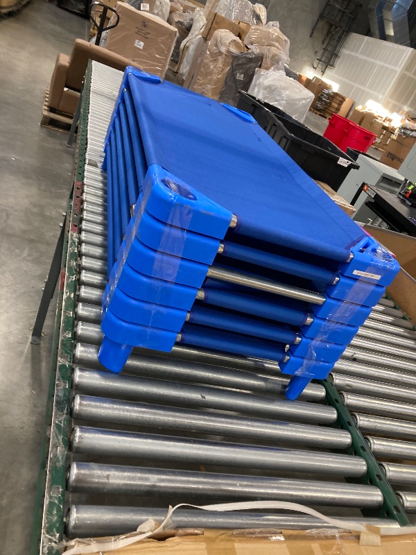 Photo 1 of VEVOR Stackable Kiddie Cot, 6 Pack Portable Toddler Nap Cots, Standard Size 52" L x 23" W Daycare Cots for Kids, Preschool Classroom Daycare Beds for Sleeping, Resting, Naptime, Blue