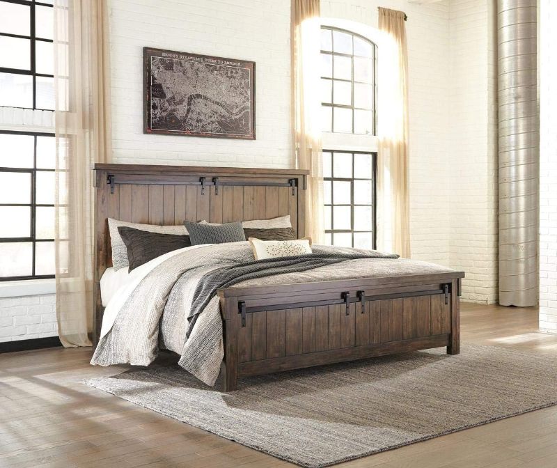 Photo 1 of Signature Design by Ashley Lakeleigh Rustic Industrial Panel Headboard ONLY, King/California King,  Brown
