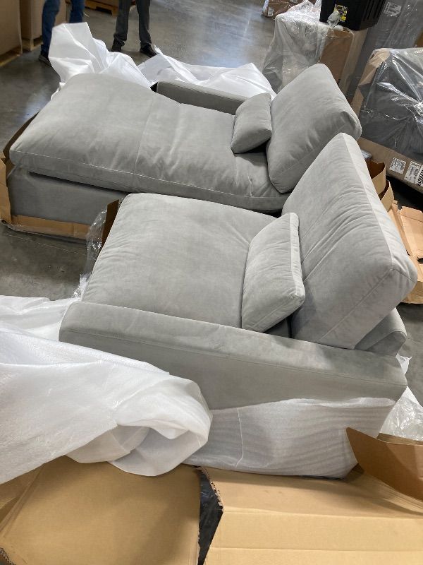 Photo 1 of Sophie Gray Velvet Modular 2pc LAF Chaise Sectional ----FACTORY SEALED BRAND NEW ---PLEASE BRING TRUCK UPON PICKUP ITEMS ARE XL 
