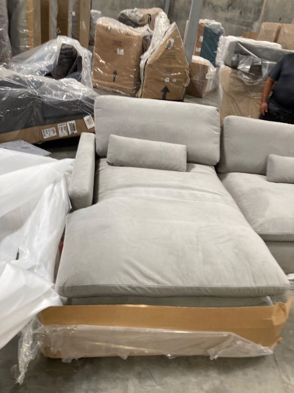 Photo 1 of Sophie Gray Velvet Modular 2pc LAF Chaise Sectional ----FACTORY SEALED BRAND NEW ---PLEASE BRING TRUCK UPON PICKUP ITEMS ARE XL 
