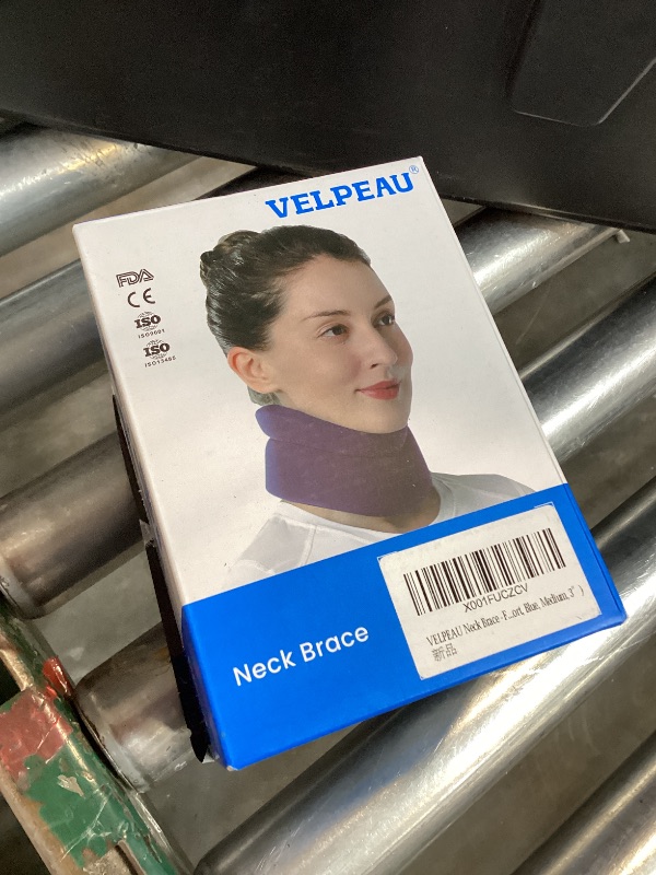 Photo 1 of VELPEAU Neck Brace for Neck Pain and Support - Soft Cervical Collar for Sleeping in Bed, Snoozing, Sleeping Upright, Anti-Snoring, Sleep Apnea for Women & Men (Blue, Comfort Version, Medium: 11.5-14"/3?)