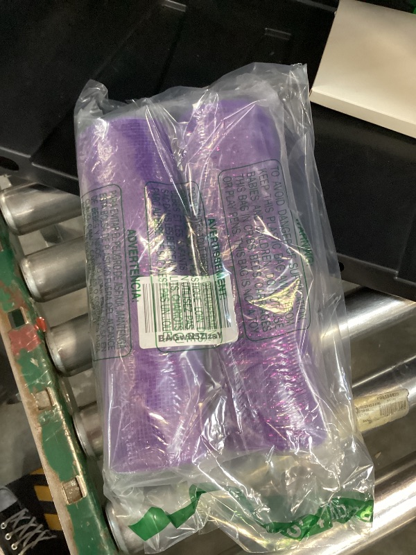 Photo 1 of Ribbli 2 Rolls Purple Mesh Ribbon,10 inch x 30 feet(10Yard) Each Roll,Metallic Purple with Foil,Use for Wreath Swags and Decorating