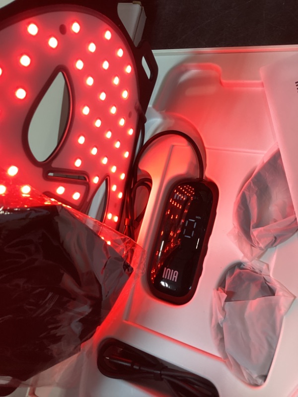Photo 1 of INIA Red Light Therapy Mask for Face – 4 Light Modes with 850nm NIR, Red & Blue LED Light Therapy, 2600mAh Rechargeable LED Face Mask for Radiant Glow at Home, Black