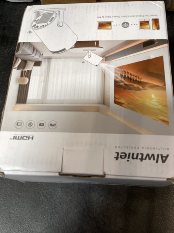 Photo 1 of Mini Projector with WiFi 6 and Bluetooth 5.4, 4K Supported Portable Projector, Android 14 Smart Proyector with 200 ANSI & Auto Keystone, Alwtniet HY300Pro Small Projector for Bedroom, Movie, Outdoor