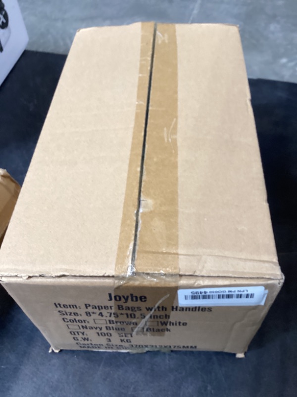 Photo 1 of Joybe 100 Pack 8x4.75x10 Inch Medium Navy Blue Kraft Paper Bags with Handles Bulk, Craft Paper Gift Bags for Party Favors Retail Shopping Business Goody Merchandise Take Out Blank Sacks (100pcs)