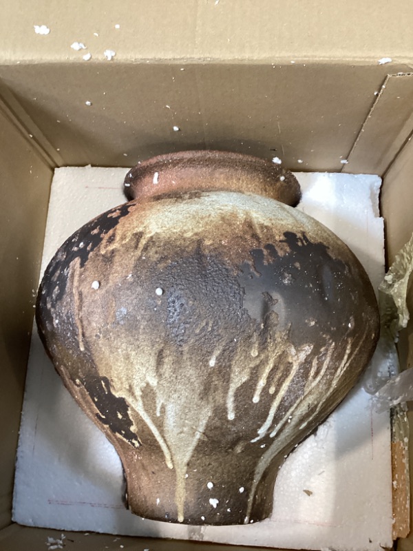 Photo 1 of Wabi Sabi Vase 11in, Rustic Ceramic Vase Large, Brown Ceramic Vase, Rustic Vases for Decor Table Centerpiece, Farmhouse Pottery Vases for Home Decor, Vintage Farmhouse Vase