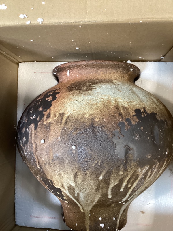 Photo 1 of Wabi Sabi Vase 11in, Rustic Ceramic Vase Large, Brown Ceramic Vase, Rustic Vases for Decor Table Centerpiece, Farmhouse Pottery Vases for Home Decor, Vintage Farmhouse Vase