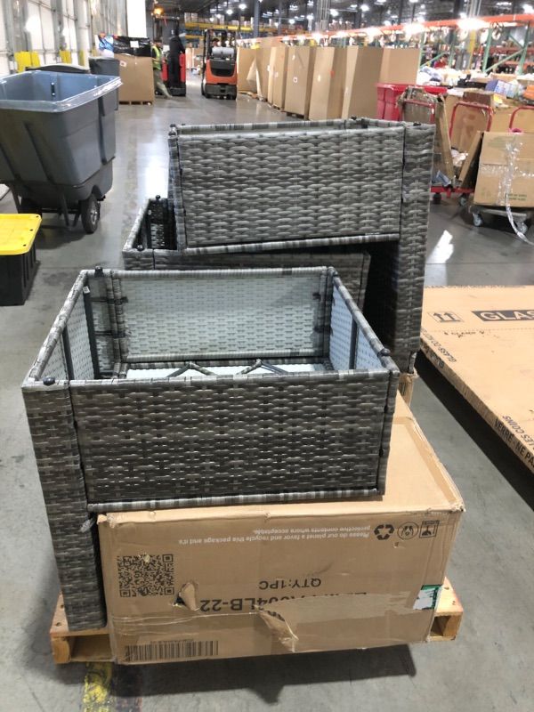 Photo 1 of ***FACTORY SEALED***t***TRUCK/TRAILER PICKUP ONLY***SUNVIVI OUTDOOR 7 Piece Patio Furniture Sets All Weather Gery PE Wicker Couch Sofa with Glass Table, Removable Beige Cushions, Brown Rattan