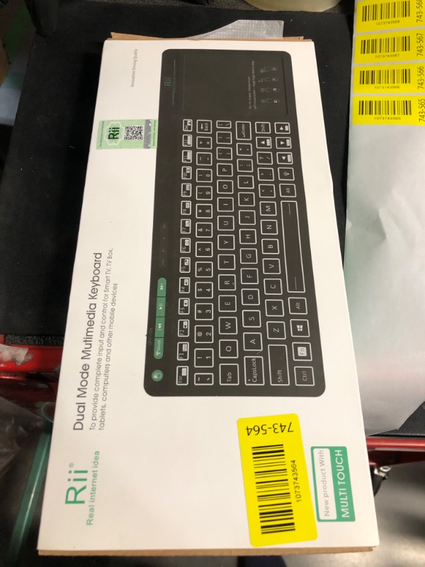 Photo 1 of (Dual Mode) Rii RT518S Wireless and Bluetooth 2-LED Color Backlit Multimedia Keyboard with Multi-Touch Big Size Trackpad,Rechargable Keyboard for Android TV Box,PC,Tablets,Smart TV, HTPC, IPTV,Windows