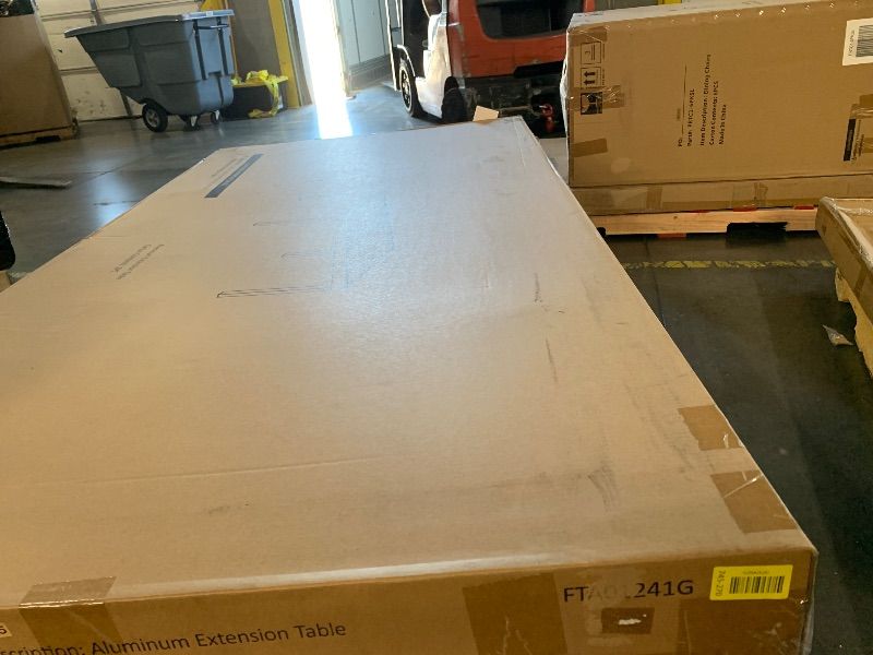 Photo 1 of ***FACTORY SEALED*** Tahoe Outdoor Patio Powder-Coated Aluminum Rectangular Dining Table in Gray Large 83 in. Patio Table with Umbrella Hole
