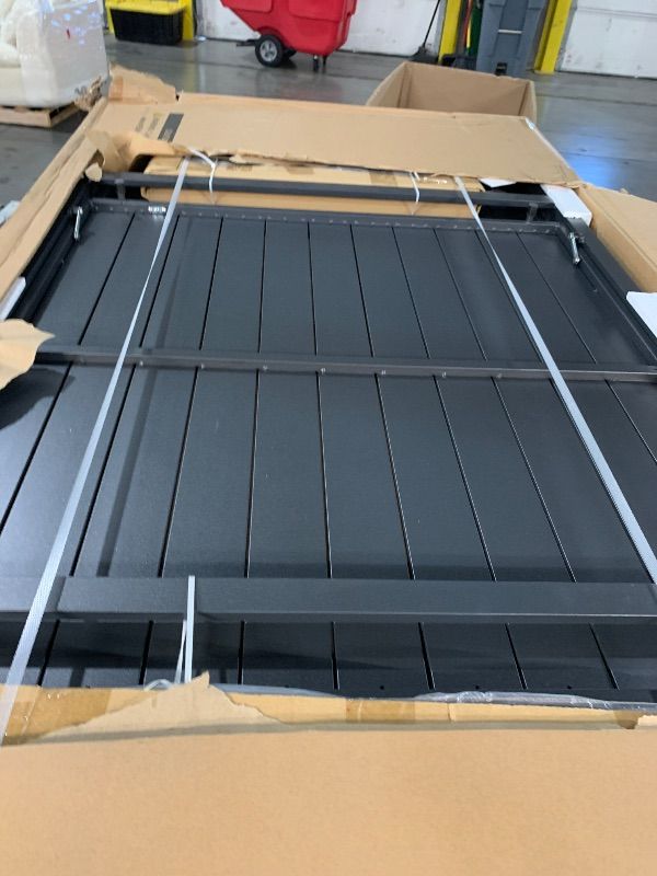 Photo 1 of ***FACTORY SEALED***Tahoe Outdoor Patio Powder-Coated Aluminum Rectangular Dining Table in Gray Large 83 in. Patio Table with Umbrella Hole
