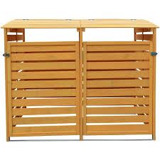 Photo 1 of ***FACTORY SEALED***Hanover Wooden Trash and Recyclables Bin Storage Shed with Dual Front Doors and Hinged Top Lids, 4.9 Ft. x 3 Ft. x 4 Ft.
