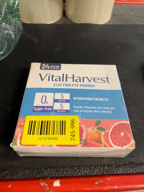 Photo 1 of ***EXP DATE 10/06/27*** VitalHarvest 24 Sticks Electrolytes Powder Packets 7 Flavors Sugar Free Hydration Packets Liquid Daily IV Drink Mix, Low Sodium, Grapefruit