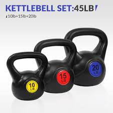Photo 1 of ***PARTIAL SET - PRICE ADJUSTED*** BalanceFrom Wide Grip Kettlebell Exercise Fitness Weight Set, 3-Pieces: 10lb, 15lb and 20lb Kettlebells
