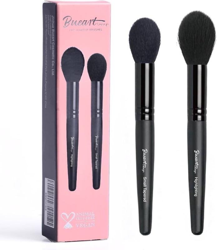 Photo 1 of ***STOCK PHOTO FOR REFERENCE ONLY*** Bueart Design Large Highlighter powder makeup Brush with Small Tapered highlighting blush brush Ideal For Precision Blending highlighter,Bronzer & Blush Soft, Dense Bristles, Vegan & Cruelty-free,M14