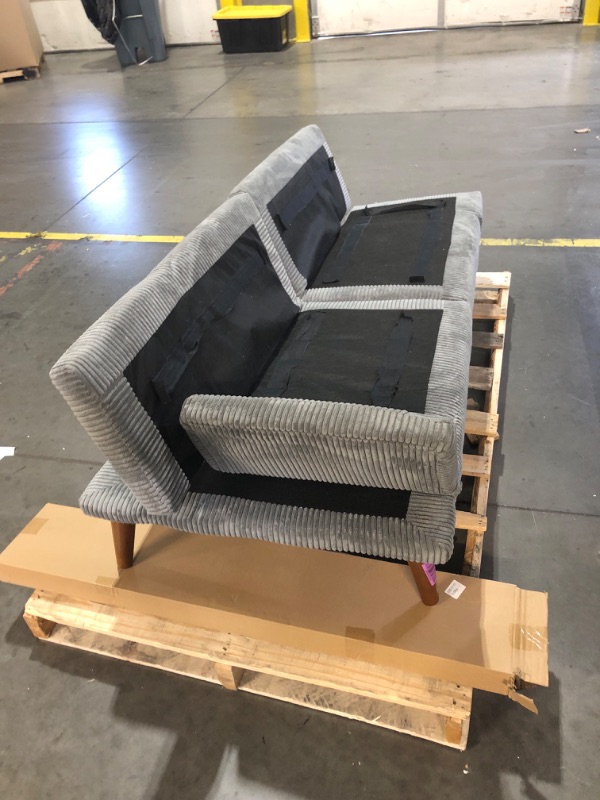 Photo 1 of *** TRUCK OR TRAILER PICK UP*** Marsail 75" Futon Sofa Bed, Convertible Corduroy Futon Couch with Adjustable Backrest & Armrests, Small Sleeper Sofa Loveseat for Living Room, Apartment, Office, Grey