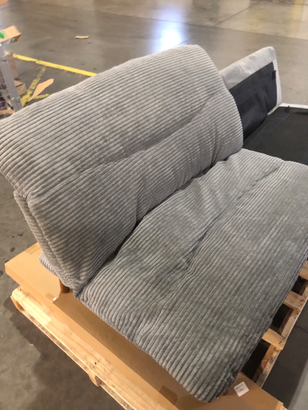 Photo 1 of *** TRUCK OR TRAILER PICK UP*** Marsail 75" Futon Sofa Bed, Convertible Corduroy Futon Couch with Adjustable Backrest & Armrests, Small Sleeper Sofa Loveseat for Living Room, Apartment, Office, Grey