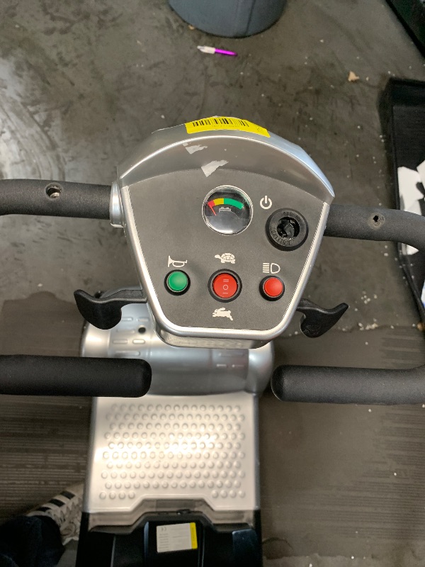 Photo 1 of ***MISSING KEY UNUSABLE FOR PARTS***
Powered Mobility Scooter, 265 lbs All Terrain Foldable Electric Scooter for Adults,Travel,Long Range Power Extended Battery with Charger,Basket and LED Light (X-02 Silver)