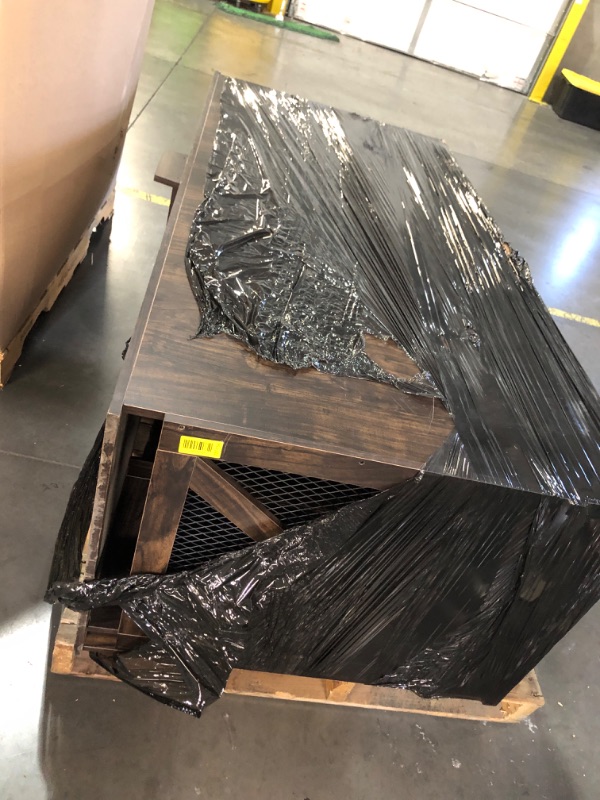Photo 1 of ****************Missing the sliding doors*****************
71'' Large Dog Crate Furniture for 2 Dogs, XXL Double Door Indoor Wooden Kennel with Removable Divider & Sliding Barn Door, 3-Drawer TV Stand End Table for Medium & Large Dogs ?