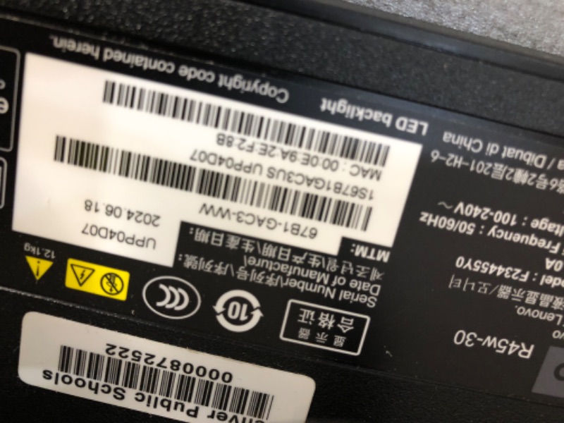 Photo 1 of **HAS LINES GOING ACROSS IT**Lenovo Legion R45w-30 Gaming Monitor, 44.5” 32:9 Curved, DualQHD Resolution, 170Hz Refresh, 1ms MPRT, AMD FreeSync Premium Pro, HDR400, KVM, USB-C, RJ45, Lift/Tilt/Swivel Stand, 450 nits, Black