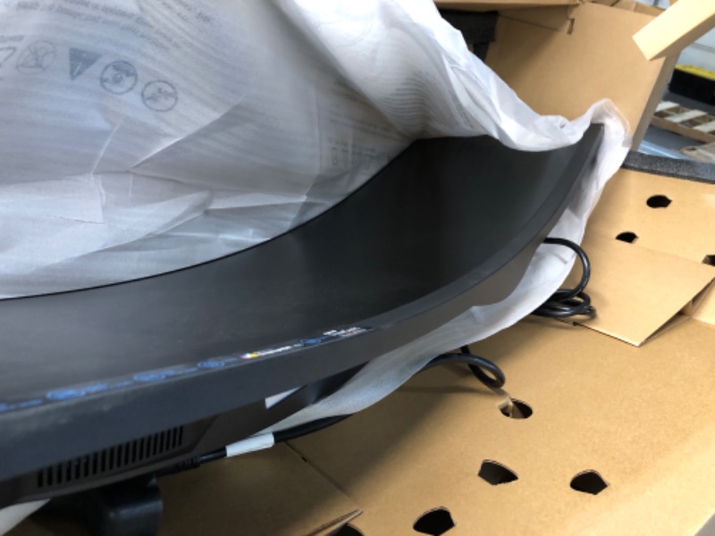 Photo 1 of **HAS LINES GOING ACROSS IT**Lenovo Legion R45w-30 Gaming Monitor, 44.5” 32:9 Curved, DualQHD Resolution, 170Hz Refresh, 1ms MPRT, AMD FreeSync Premium Pro, HDR400, KVM, USB-C, RJ45, Lift/Tilt/Swivel Stand, 450 nits, Black