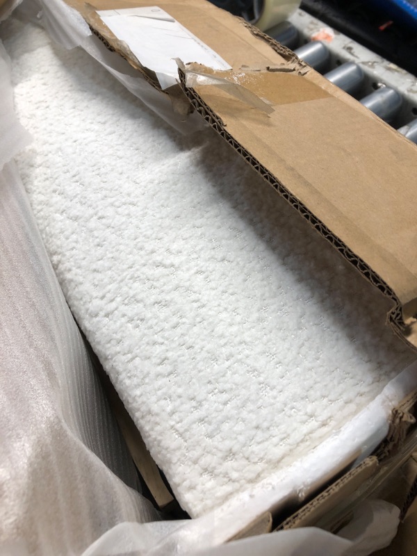 Photo 1 of ***SOLD FOR PARTS***Merax King Size Chenille Solid Wood Upholstered Bed Frame, 4-inch Thick Double-Sided, Soft & Skin-Friendly Elegant Platform Bed for Bedroom Small Spaces, White