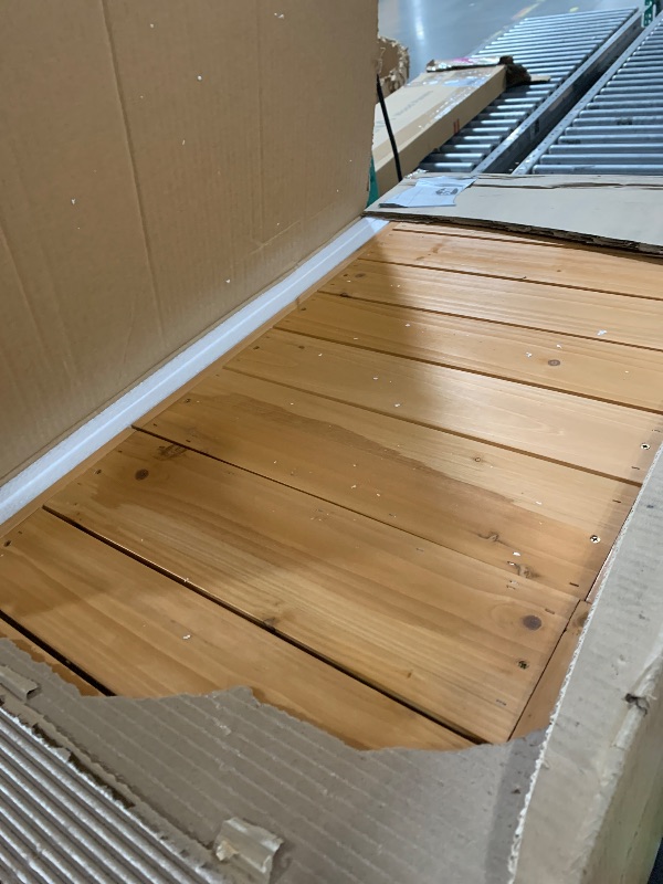 Photo 1 of ** Only box A is included missing box B *** Merax Outdoor Wood Large Patio Garden Storage Shed with Waterproof Roof, 3 Doors Storage Cabinet with Workstation, 7 Storage Shelves, 2 Drawers and 6 Hooks for Backyard, Natural
