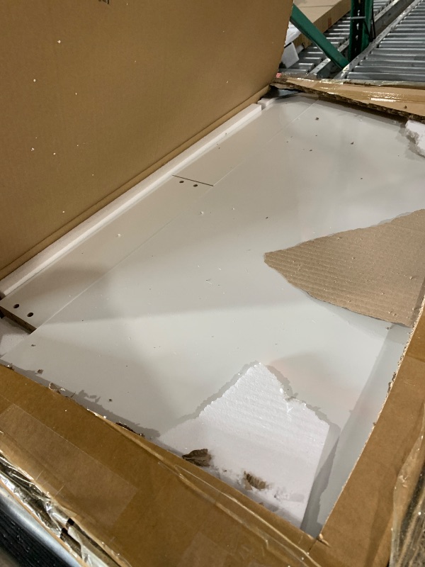 Photo 1 of (assembly required)(missing) Ieejdn Makeup Vanity Desk with Mirror and Lights, Vanity Desk with 8 Drawers & Storage Shelves, Vanity Table with Power Outlet, 3 Color Modes & Adjustable Brightness Dressing Table, Bedroom,White