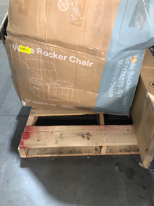 Photo 1 of  DUMOS Rocker Recliner Chair, Swivel Recliner with Vibration Massage & Lumbar Heating, 270° Rotating Chenille Fabric Recliner with footrest for Living Room & Bedroom, Grey