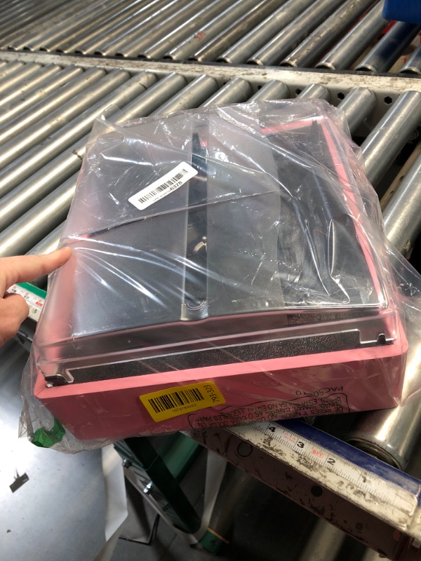 Photo 1 of ***DAMAGED - SEE NOTES/PICTURES*** Vinyl Record Player with 2 Stereo Speakers Belt-Driven Vintage Turntables 3 Speed 3 Size Wireless Bluetooth Playback AUX-in RCA Out Headphone LP Vinyl Players Auto Stop Pale Pink
