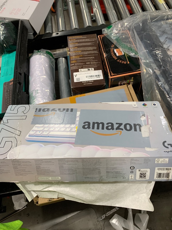 Photo 1 of Logitech G715 Wireless Mechanical Gaming Keyboard with LIGHTSYNC RGB, Lightspeed, Clicky Switches (GX Blue), and Keyboard Palm Rest, PC/Mac Compatible - White Mist