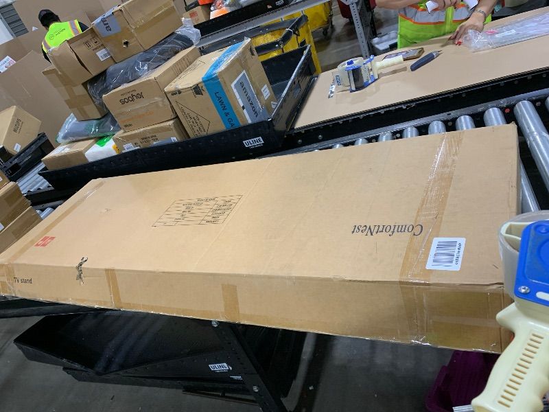 Photo 1 of SUPERJARE Boho TV Stand for 65 Inch TV, Entertainment Center with Adjustable Shelf, Rattan TV Console with 2 Cabinets, Media Console, Solid Wood Feet, 4 Cord Holes, for Living Room - Natural