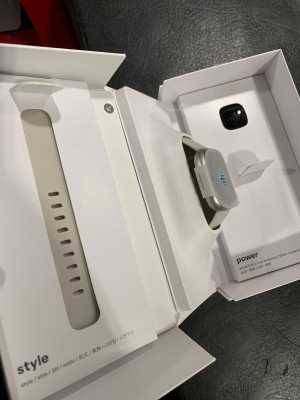 Photo 1 of Fitbit Sense 2 Advanced Health and Fitness Smartwatch with Tools to Manage Stress and Sleep, ECG App, SpO2, 24/7 Heart Rate and GPS, Lunar White/Platinum, One Size (S & L Bands Included)