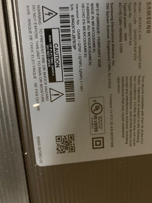 Photo 1 of SAMSUNG QLED 50 INCH TV - FOR PARTS ONLY 