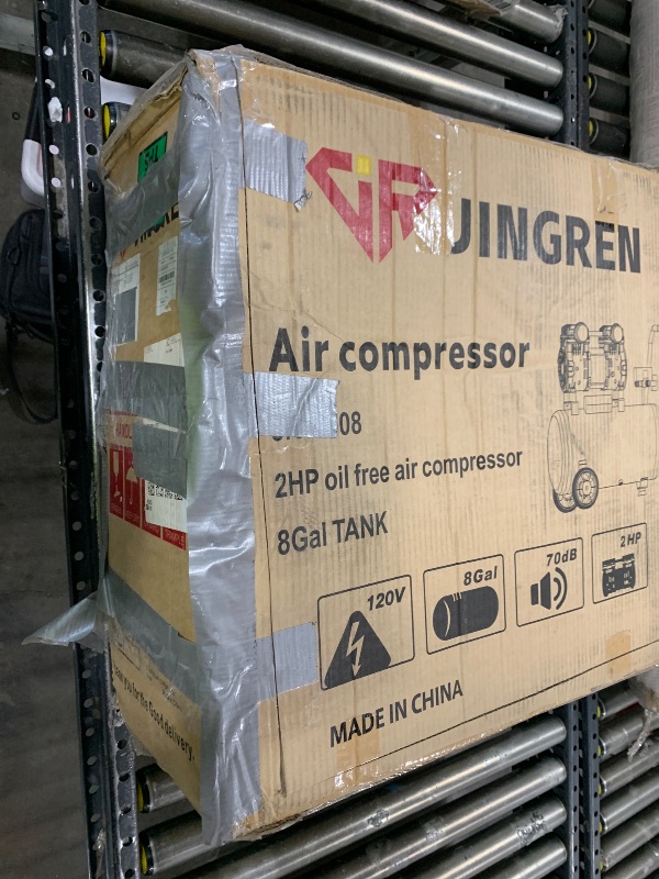 Photo 1 of JIR JINGREN 8 Gallon Ultra Quiet Air Compressor, 2HP 4.2CFM, Max 120 PSI Oil-Free Air Compressor Tank, 120V/11A, 68dB for Car Repair, Spray Painting, Woodwork Nailing?With Accessories Kit?