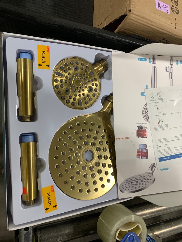 Photo 1 of MakeFit Dual Filtered Rain Shower Head Combo, High Pressure Handheld Shower Head with Adjustable Bar - Rainfall Shower Head And Showerhead with Filter for Hard Water - Removes Chlorine(Gold)