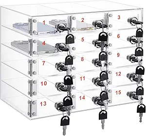Photo 1 of Layhit 50 Slots Cell Phone Locker Box for Classroom Clear Acrylic Cell Phone Storage Cabinet Bin with Door Locks for Classroom School Students Office Factory Employees