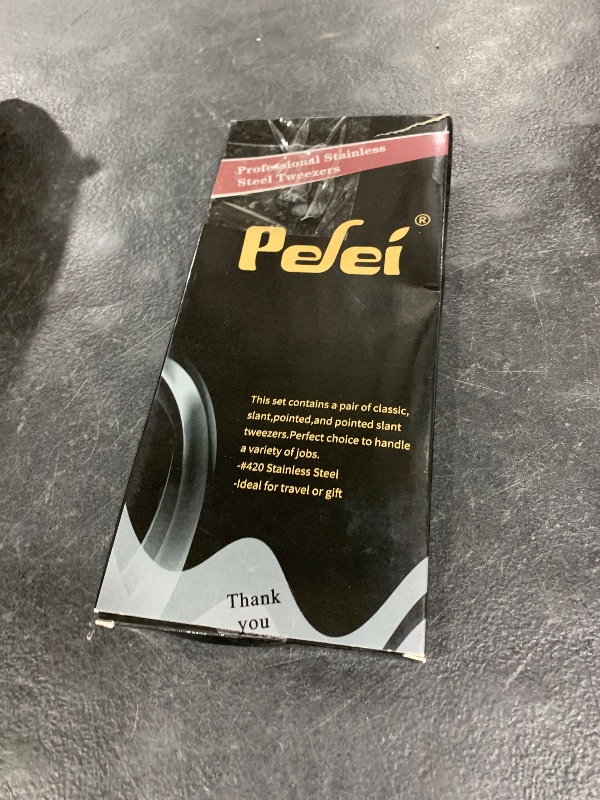 Photo 1 of Pefei Tweezers Set - Professional Stainless Steel Tweezers for Eyebrows - Great Precision for Facial Hair, Splinter and Ingrown Hair Removal (Black)