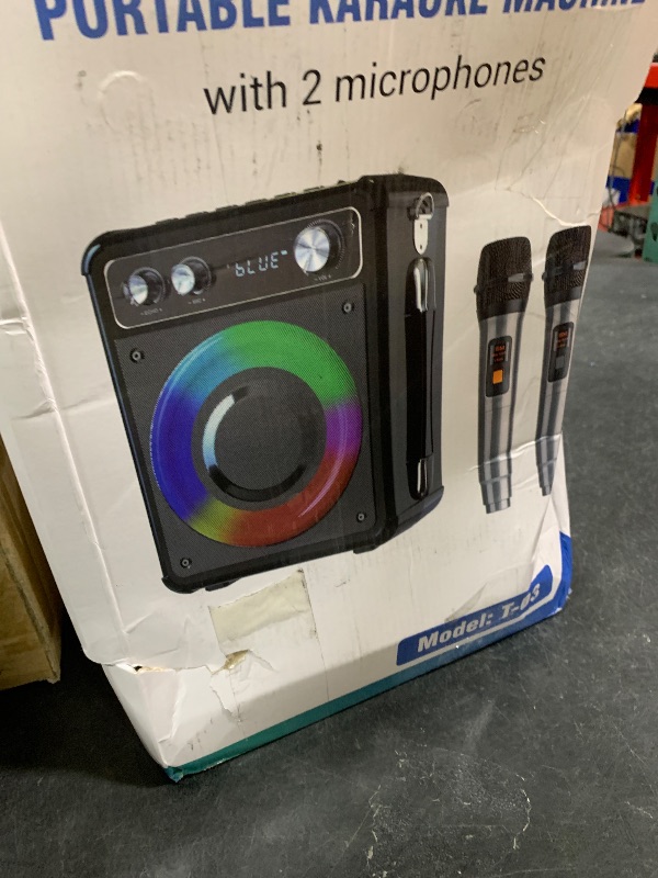 Photo 1 of VOSOCO Karaoke Machine with 2 Wireless Microphones, Portable Bluetooth Speaker for Adults Kids, PA Systems Support TWS Echo Adjust TF USB AUX for Home Party Outdoor Travel