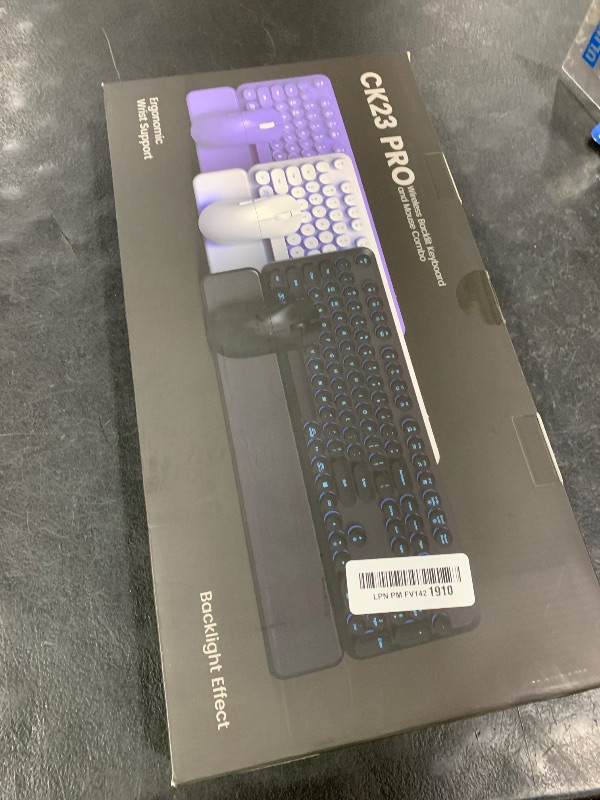 Photo 1 of Wireless Keyboard and Mouse Backlit - Typewriter Keyboard with Magnetic Wrist Rest, Retro Round Keycaps, Light Up Letters, 2.4GHz Cordless Combo for Mac, Windows, PC, Laptop, Trueque CK24 [Upgraded]