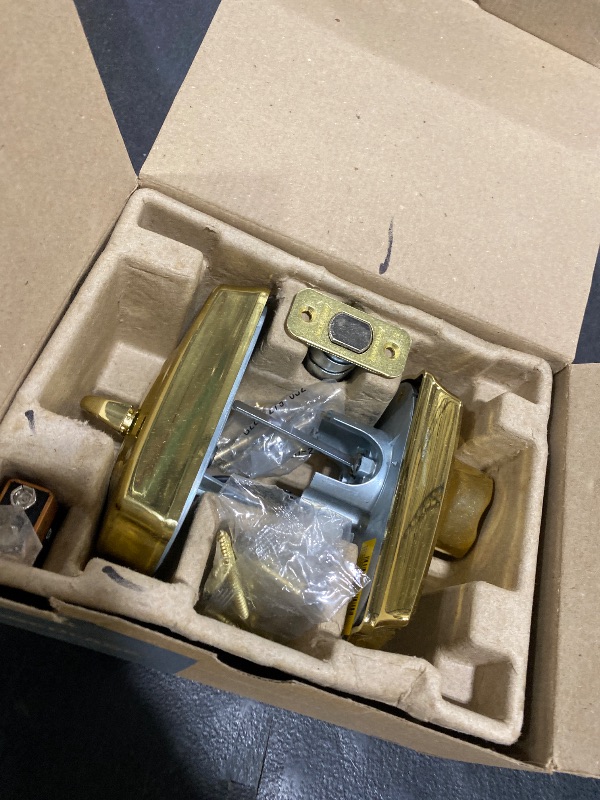 Photo 1 of Schlage Camelot Electronic Keypad Deadbolt Lock, Keyless Front Door Entry, Mechanical Key Backup Included, Bright Brass, BE365 CAM 505