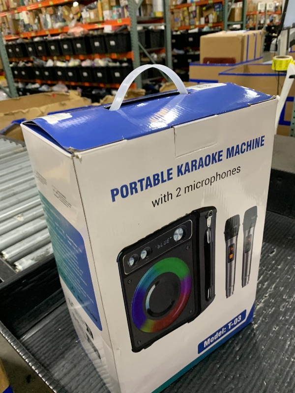 Photo 1 of VOSOCO Karaoke Machine with 2 Wireless Microphones, Portable Bluetooth Speaker for Adults Kids, PA Systems Support TWS Echo Adjust TF USB AUX for Home Party Outdoor Travel