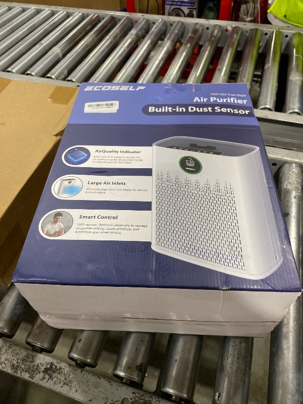 Photo 1 of ECOSELF Smart Air Purifier for Home Large Rooms, with WiFi Control, Covers Up to 2400 Ft², Smart Mode, AQI Display, 22dB Sleep Mode & Aromatherapy with 2X-Power Filtration, HAP603WF, White